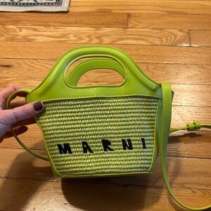 Marni Neon Green Woven Mini Bag